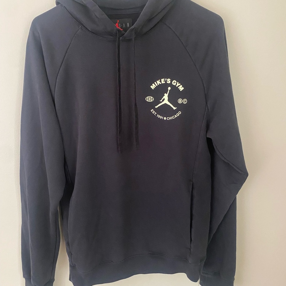 Air Jordan Black Hoodie with neon green logo